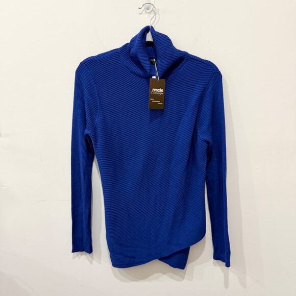 Tahari Long Sleeve Ribbed Turtleneck Pullover Sweater Blue Women's Size Medium - Picture 1 of 4